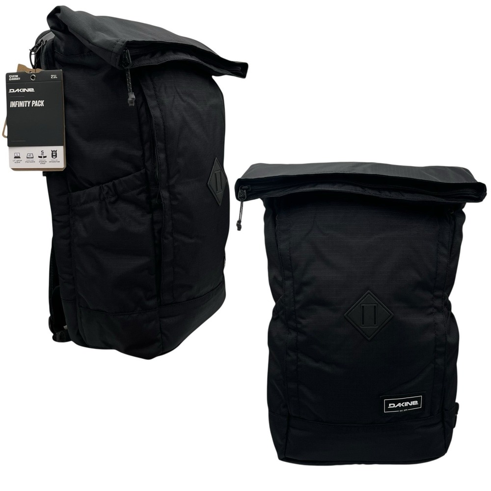 Dakine Infinity Pack 21L Backpack Solid Black Roll-top Fits 15" Laptop Roll Top